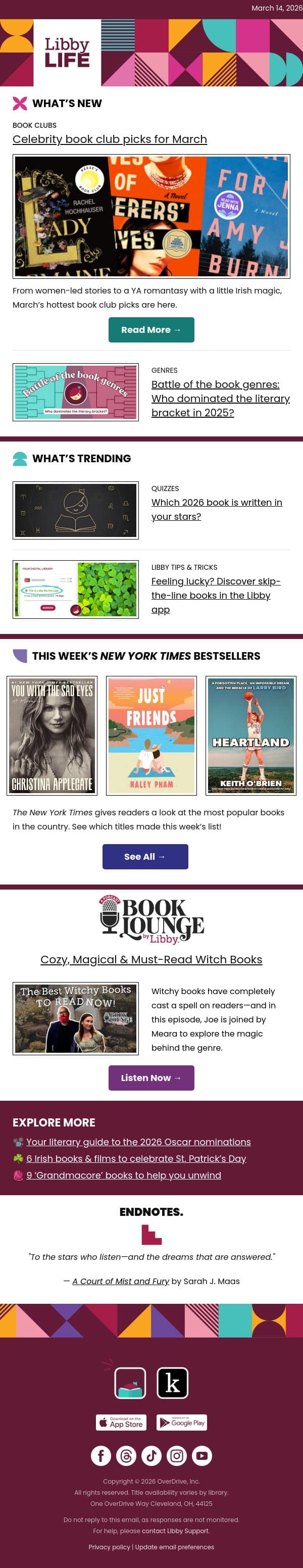 Which book genre dominated in 2025? 📚 email from Libby screenshot