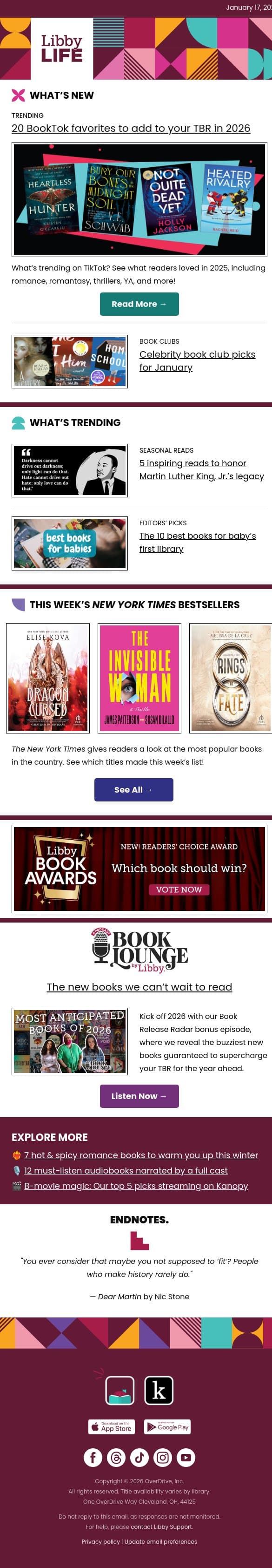 20 trendy titles to add to your TBR email from Libby screenshot