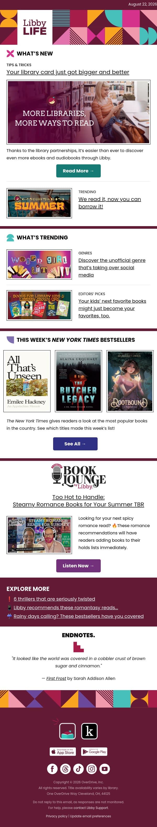 Your Libby just got bigger + our summer reading wrap-up email from Libby screenshot