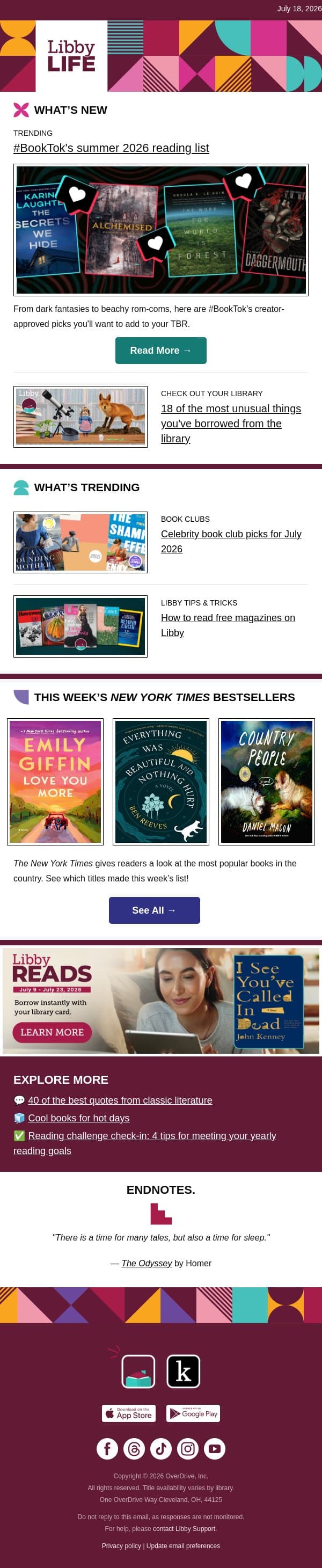 What's #BookTok reading? email from Libby screenshot