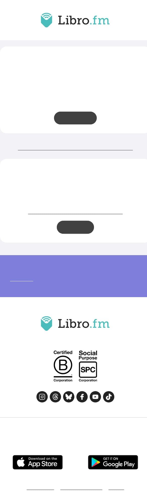Finish creating your free Libro.fm account ✅ email from Libro.fm screenshot