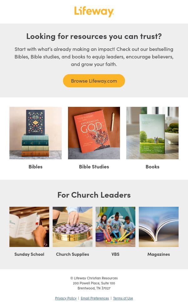 Shop our most-loved products email from Lifeway screenshot