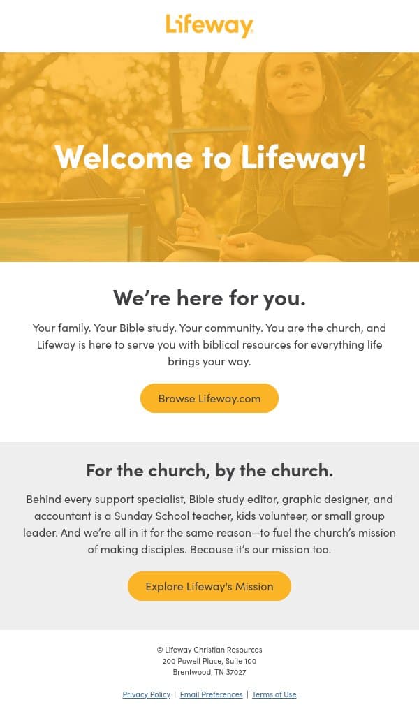 Welcome to Lifeway! email from Lifeway screenshot