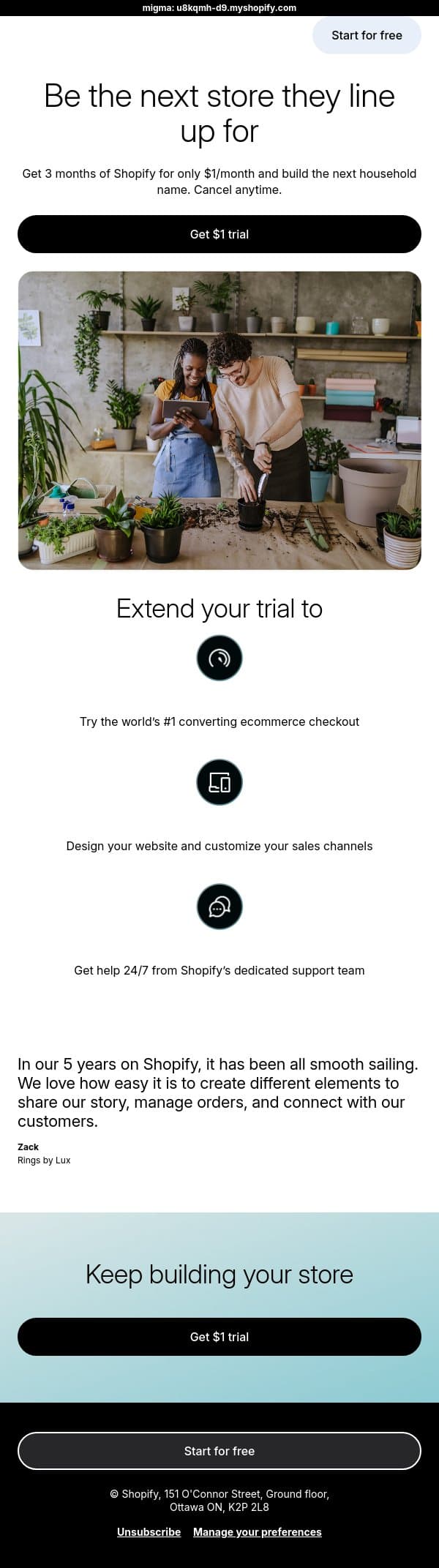 Dream big, build fast, grow far email from LinkPop screenshot