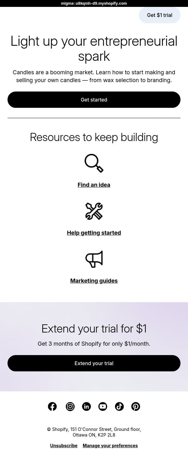 🕯️ The candle business is booming email from LinkPop screenshot