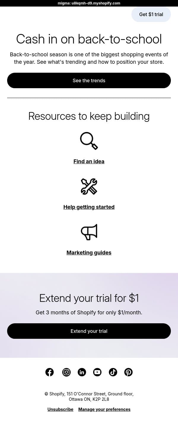 🎒 What's selling for back-to-school email from LinkPop screenshot