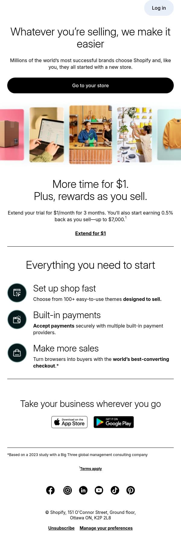 Let’s set up your new store email from LinkPop screenshot