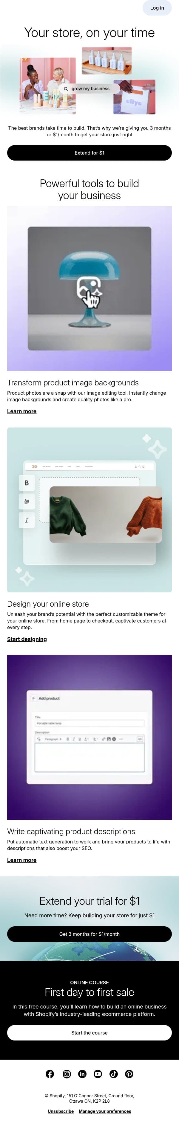 Start setting up your store email from LinkPop screenshot