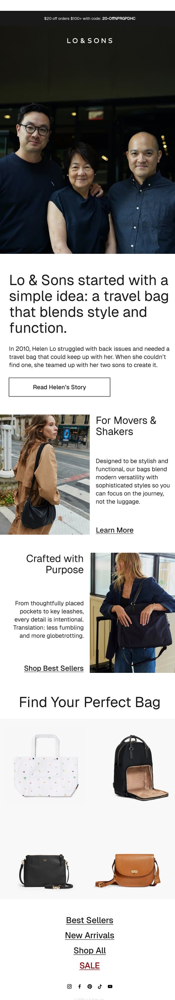 Designed for the Journey email from Lo & Sons screenshot