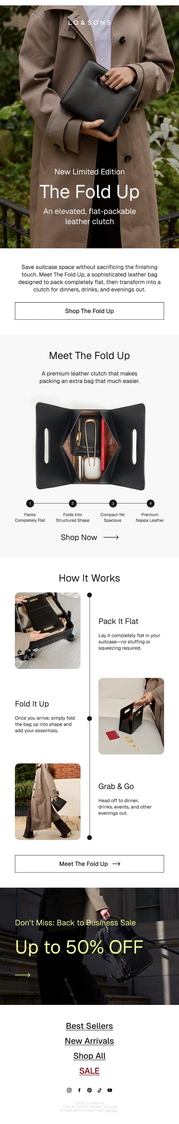 NEW LIMITED EDITION: Meet The Fold Up email from Lo & Sons screenshot