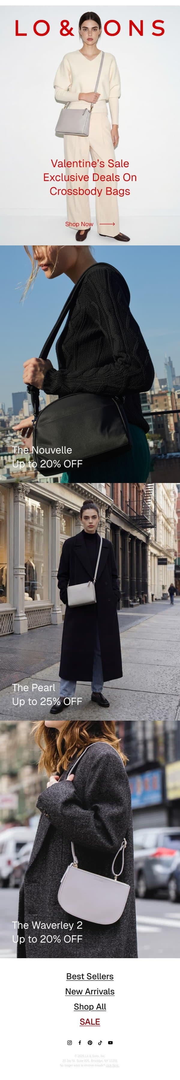Exclusive Deals on Crossbody Bags email from Lo & Sons screenshot