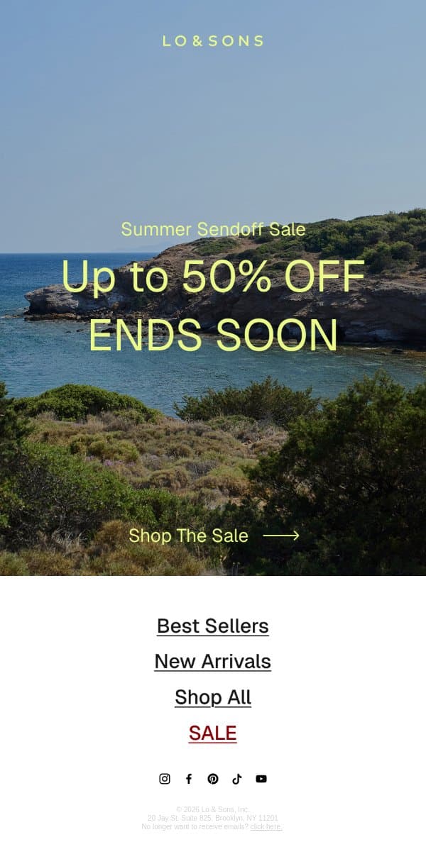 Before Summer Ends… email from Lo & Sons screenshot