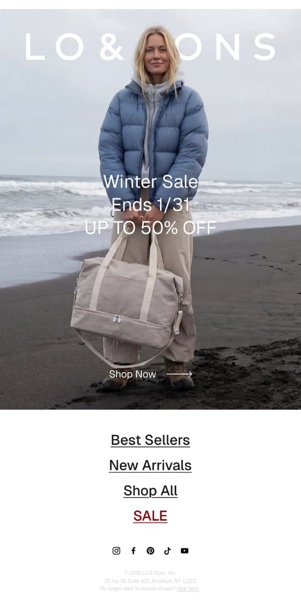 Winter Sale End Date email from Lo & Sons screenshot