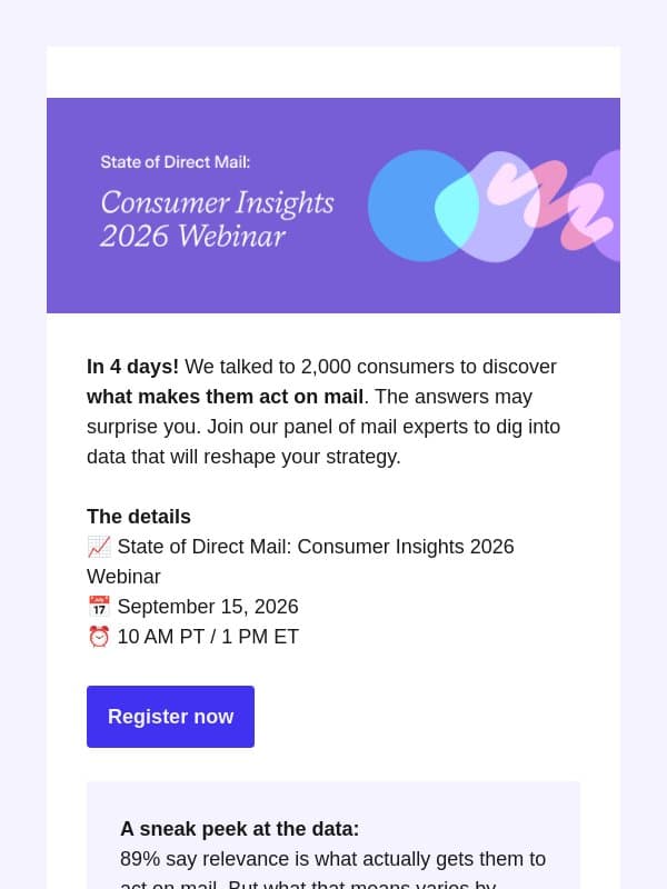 Last chance! Find out what mail 86% of consumers want email from Lob