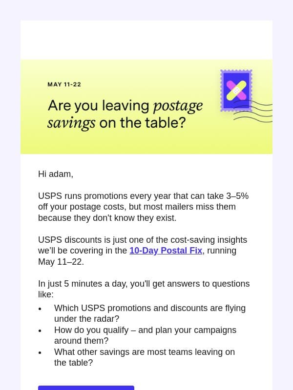 Are you using USPS promotions right? email from Lob