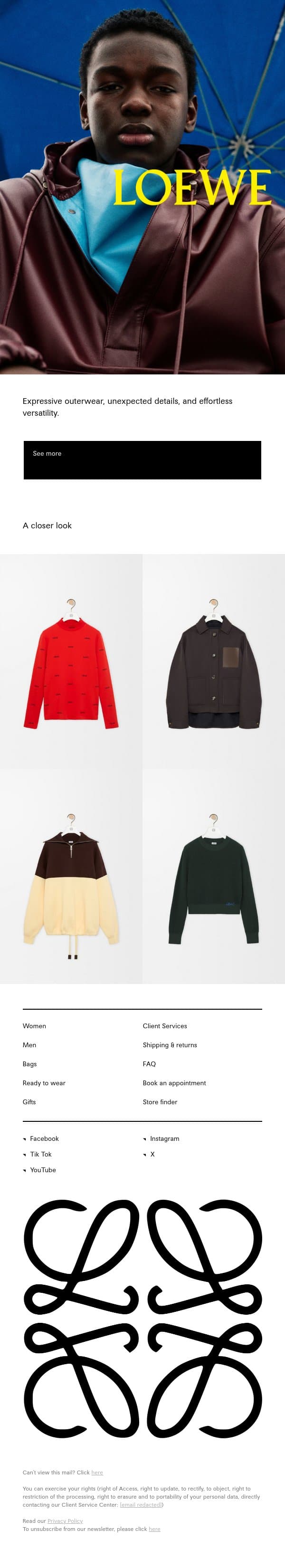 The new essentials email from Loewe screenshot