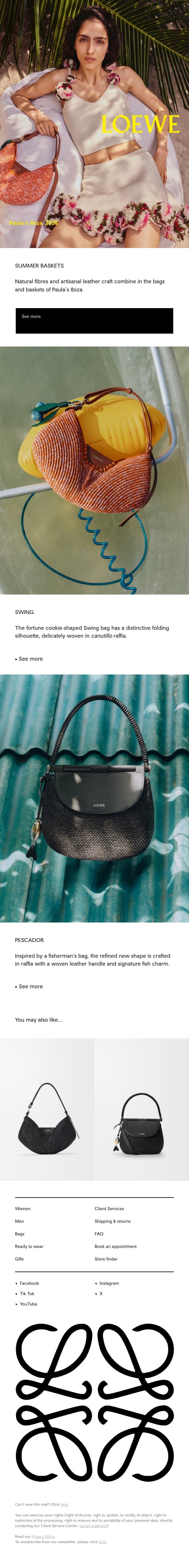 Woven craft email from Loewe screenshot
