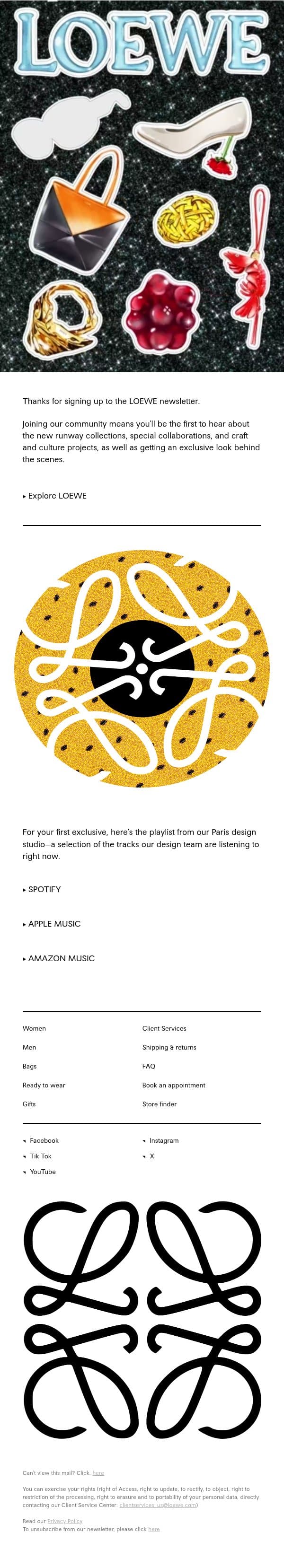 Welcome to LOEWE email from Loewe screenshot