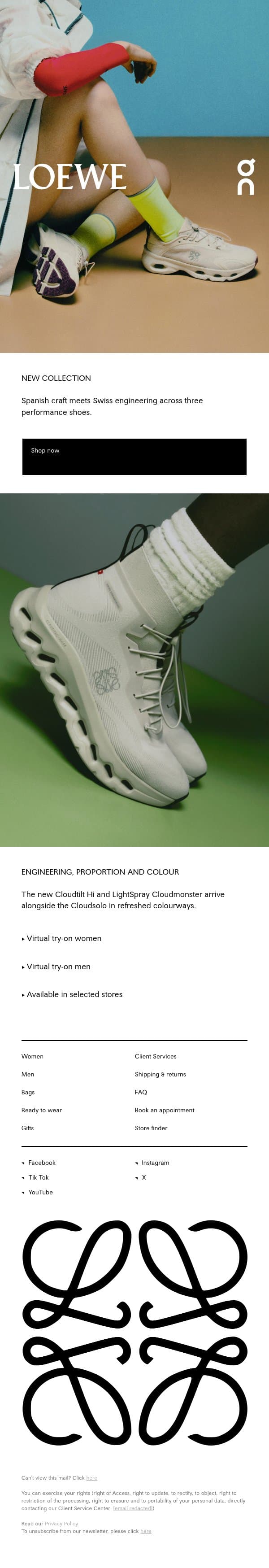 LOEWE × On email from Loewe screenshot