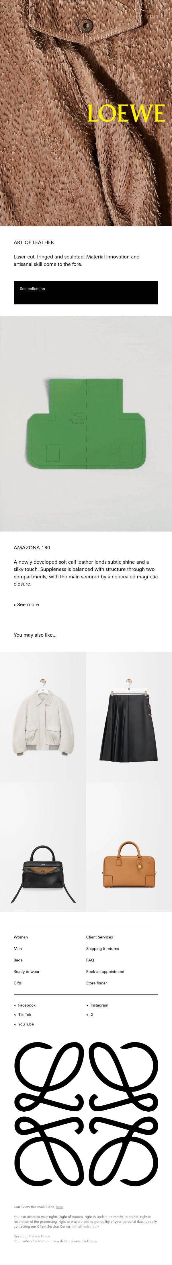 A focus on texture email from Loewe screenshot