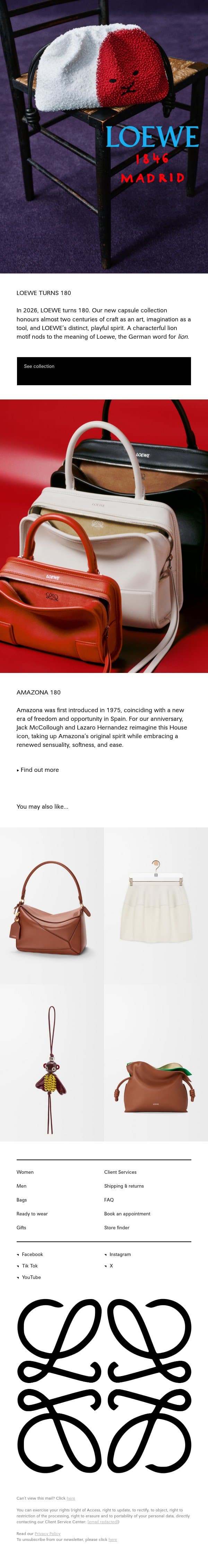 Anniversary capsule email from Loewe screenshot