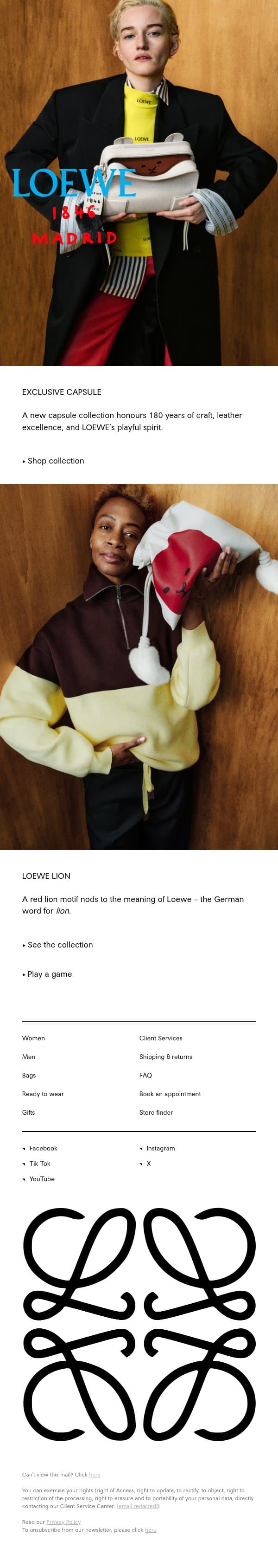 LOEWE turns 180 email from Loewe screenshot