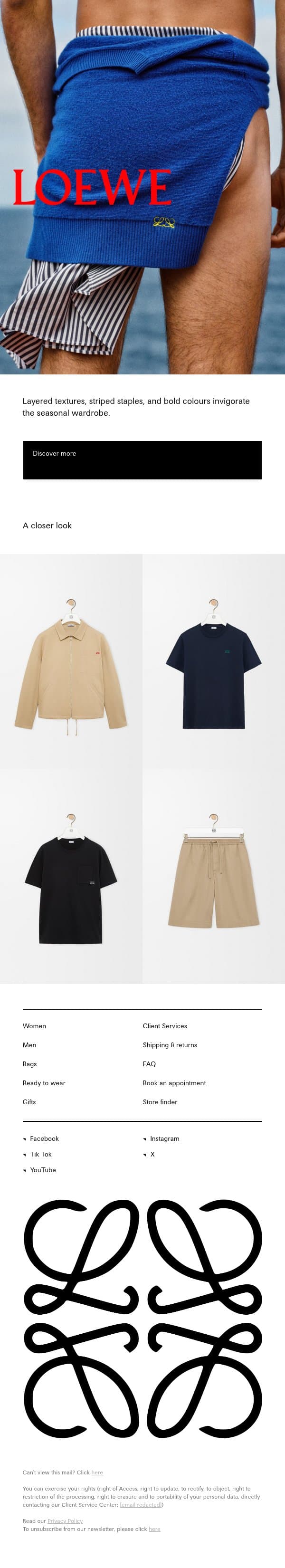 Ready-to-wear email from Loewe screenshot