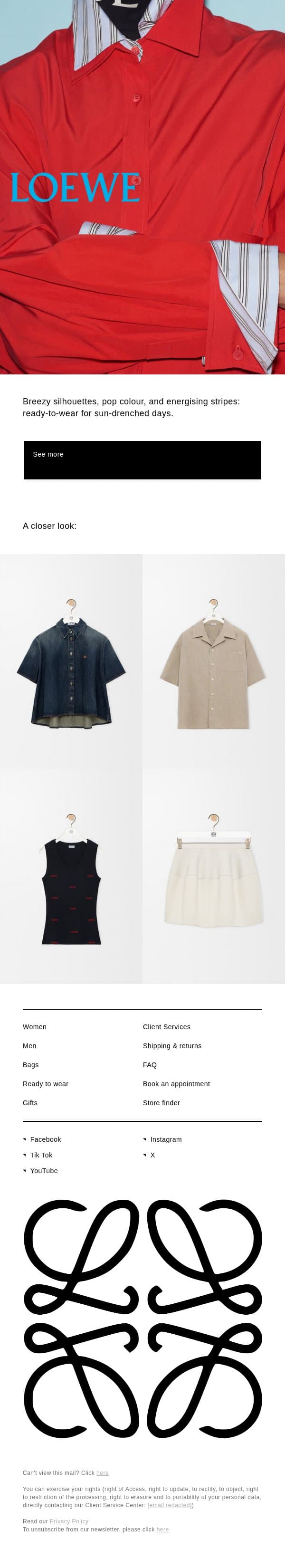 New summer staples email from Loewe screenshot