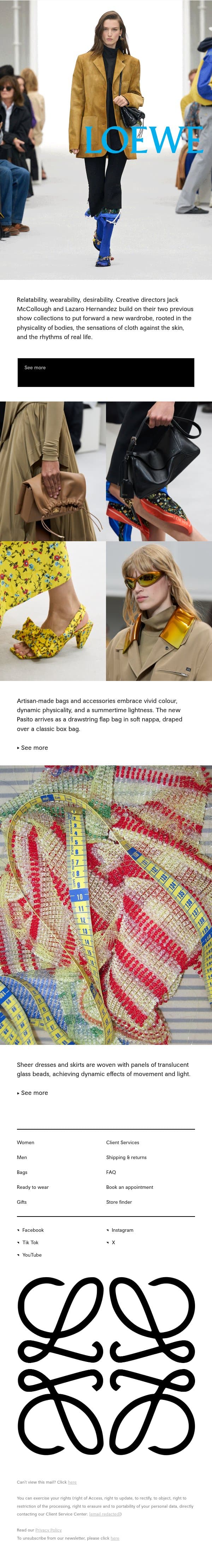 Spring Summer 2027 show email from Loewe screenshot