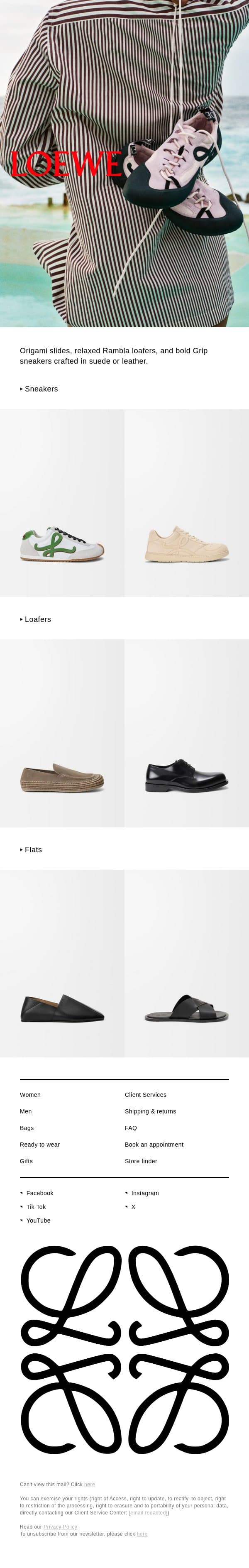 Shoes of the season email from Loewe screenshot