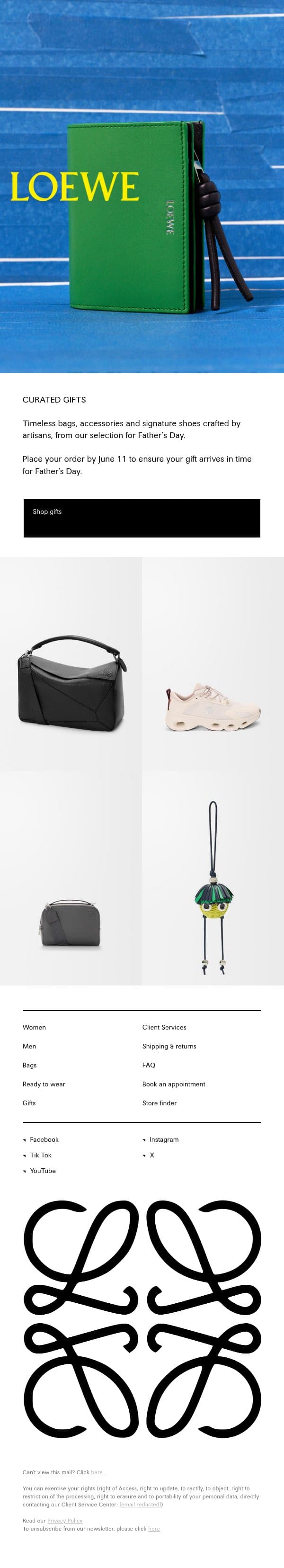 Father’s Day email from Loewe screenshot