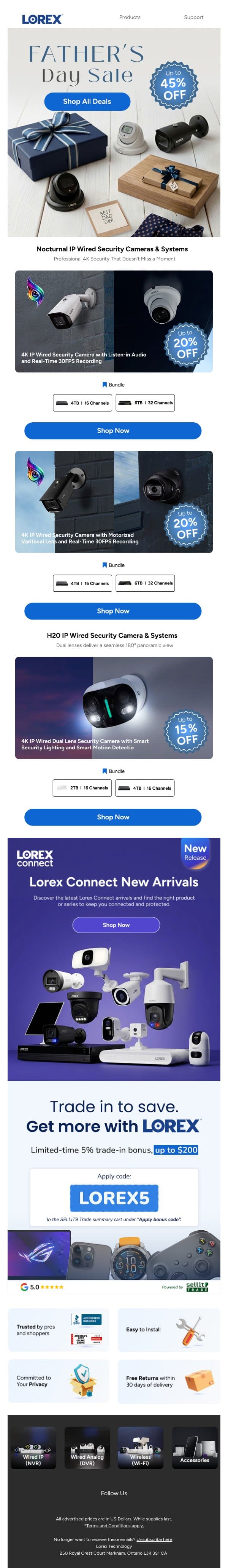 Give Dad Peace of Mind This Father’s Day email from Lorex screenshot