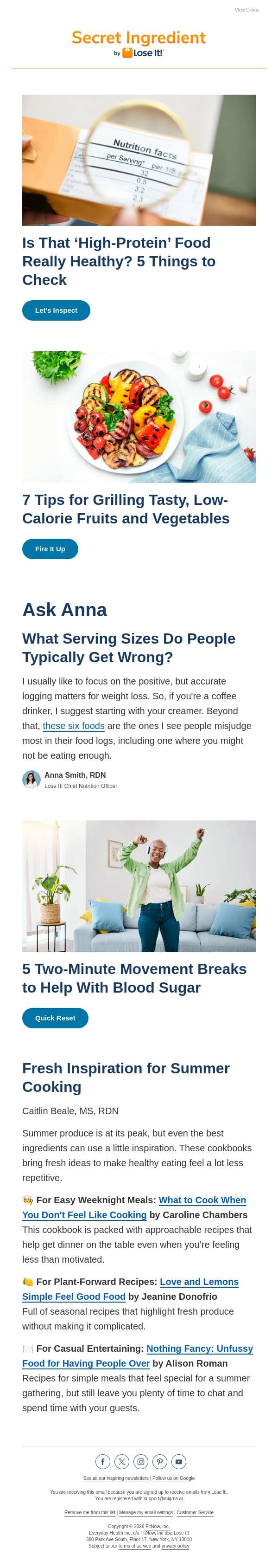 5 Ways to Tell if That ‘High-Protein’ Food Is Healthy email from Lose It! screenshot