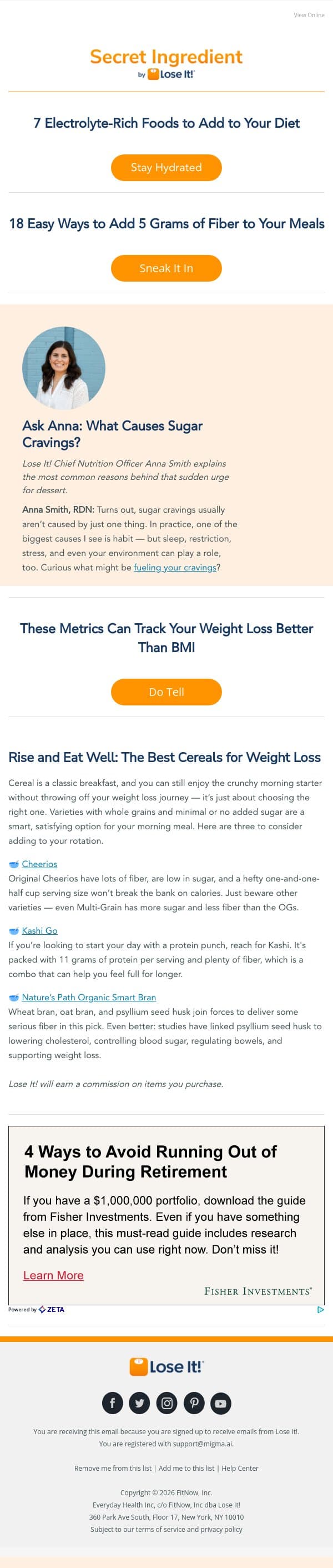 7 Electrolyte-Rich Foods to Add to Your Diet email from Lose It! screenshot