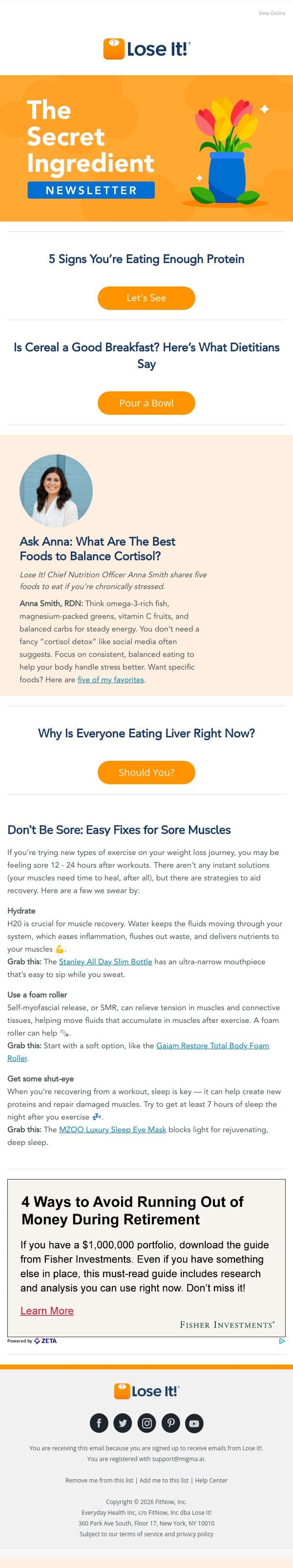 5 Signs You’re Eating Enough Protein ✅ email from Lose It! screenshot