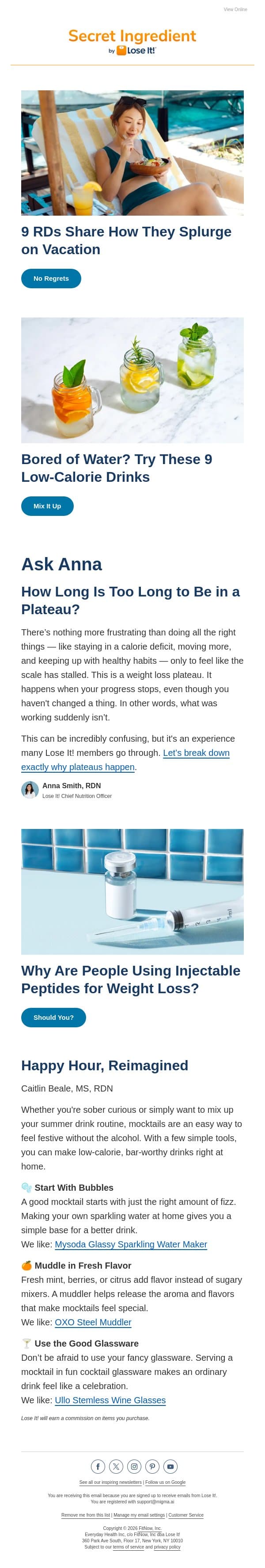 How to Splurge on Vacation, According to RDs 😎 email from Lose It! screenshot