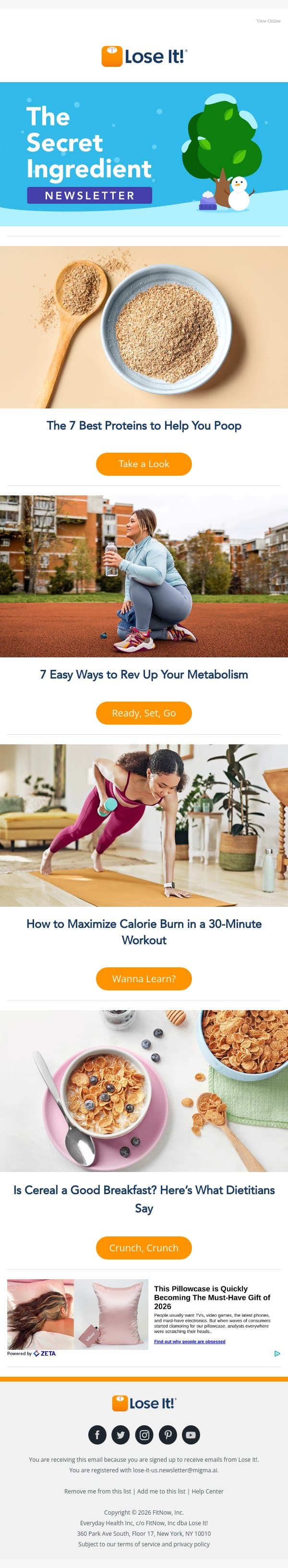 These 7 Proteins Can Help You Poop email from Lose It! screenshot