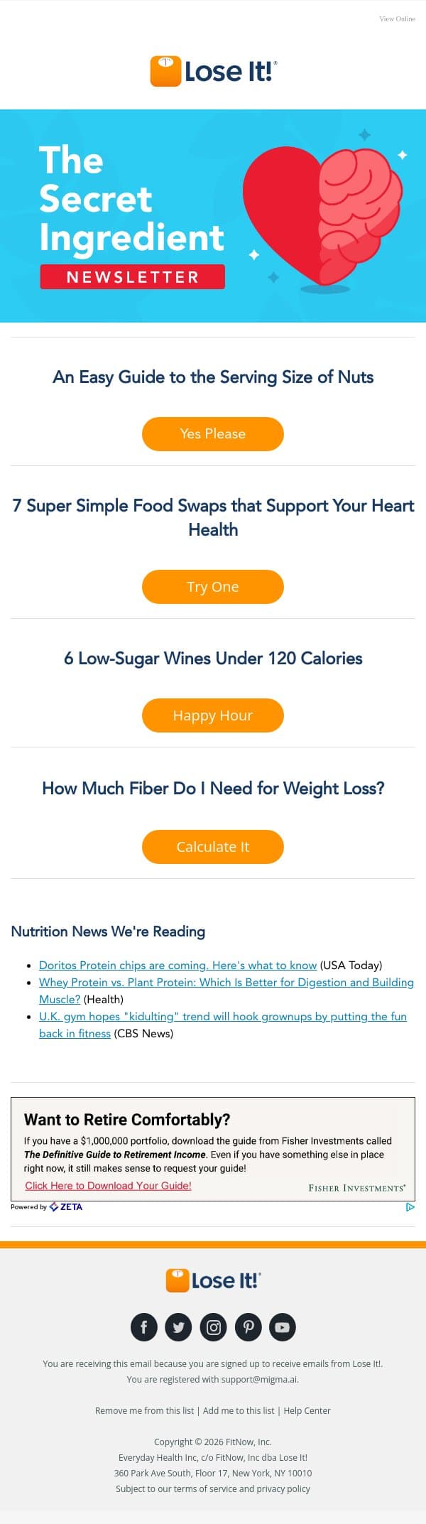 Am I Eating Too Many Nuts? Serving Sizes Inside ✅ email from Lose It! screenshot