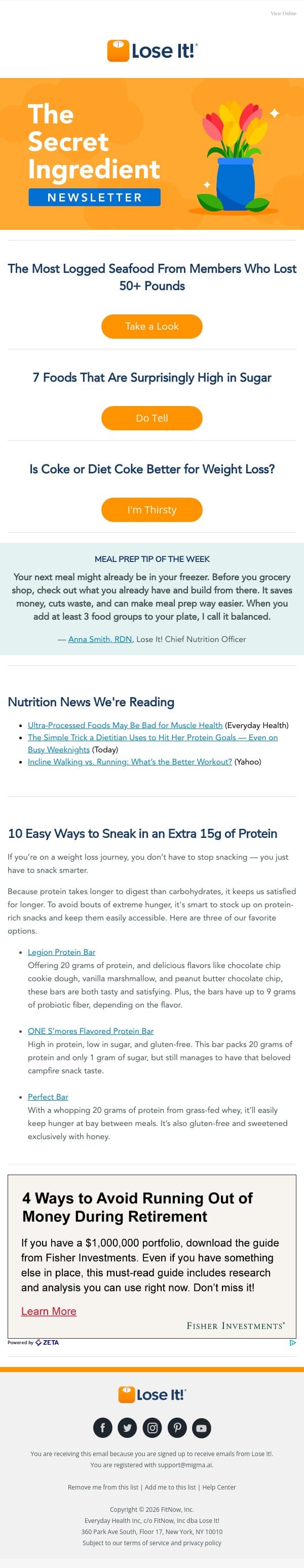 The Most Popular Seafood for Weight Loss 🐠 email from Lose It! screenshot