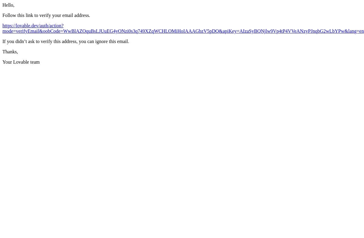 Verify your email for Lovable.dev email from Lovable screenshot