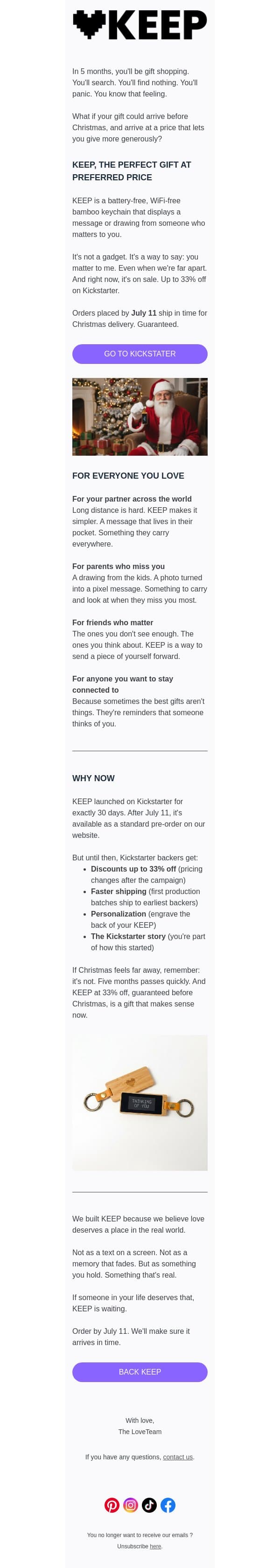 Your Christmas gift is ready. email from Lovebox screenshot