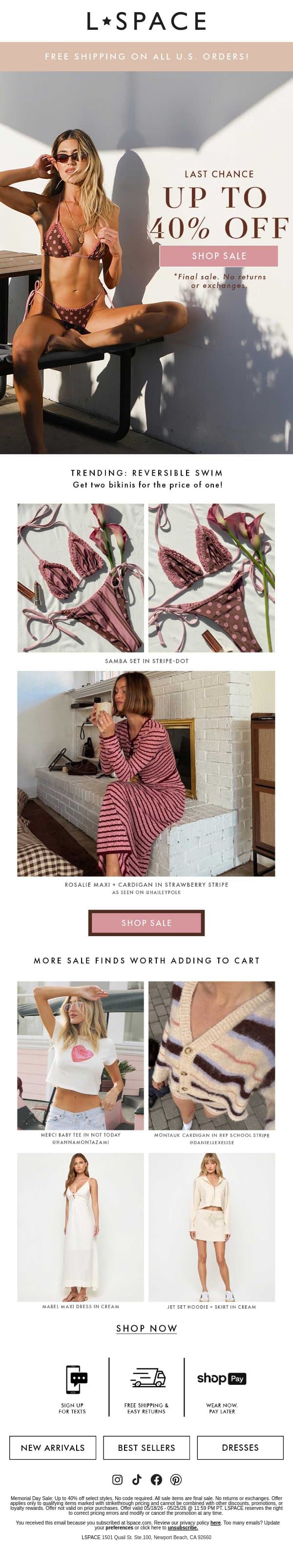Sale Ends Today! ⏳ email from L*Space screenshot