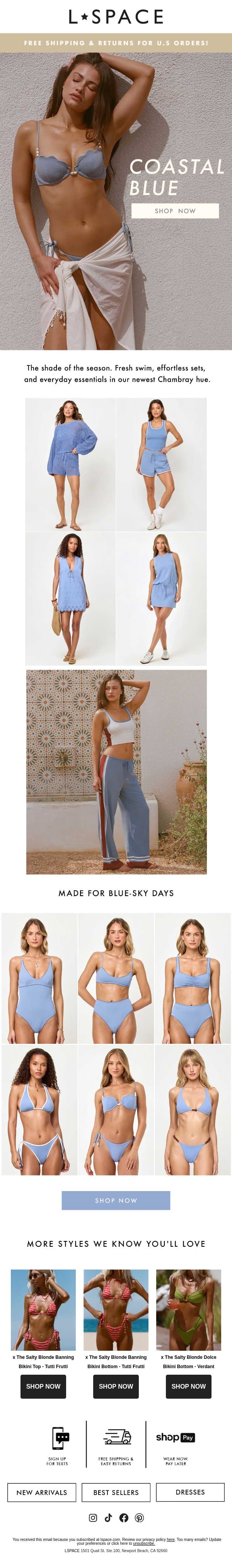 Your Faves, Now In Chambray email from L*Space screenshot