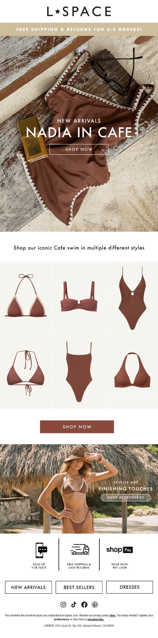 NEW! Nadia Once Piece in Cafe email from L*Space screenshot