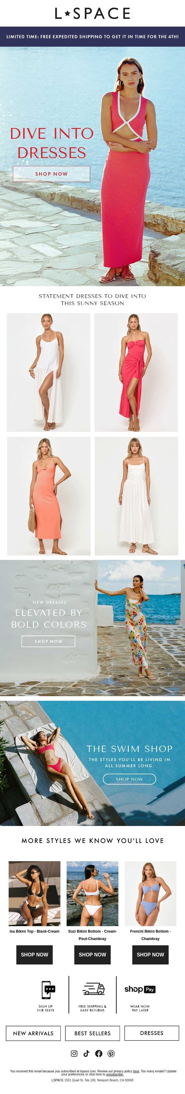 6 Summer Dresses You Need email from L*Space screenshot