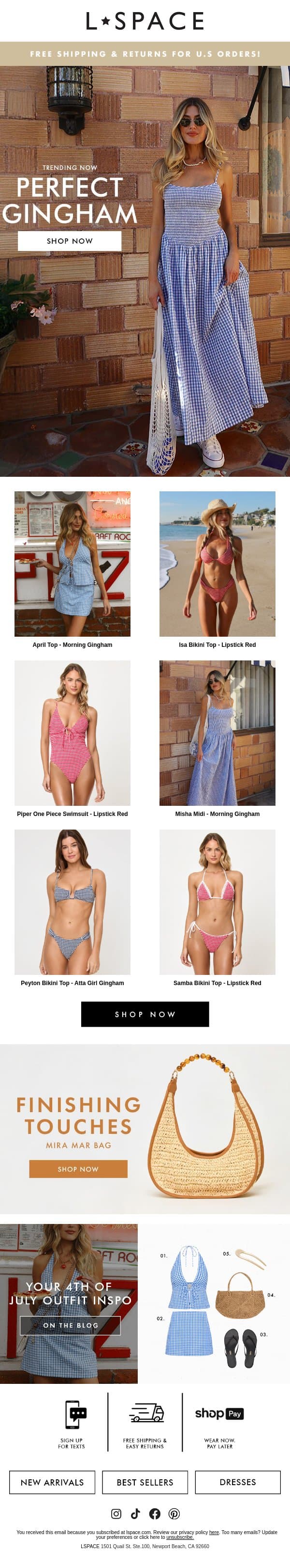 Gingham? For Summer? Groundbreaking. email from L*Space screenshot