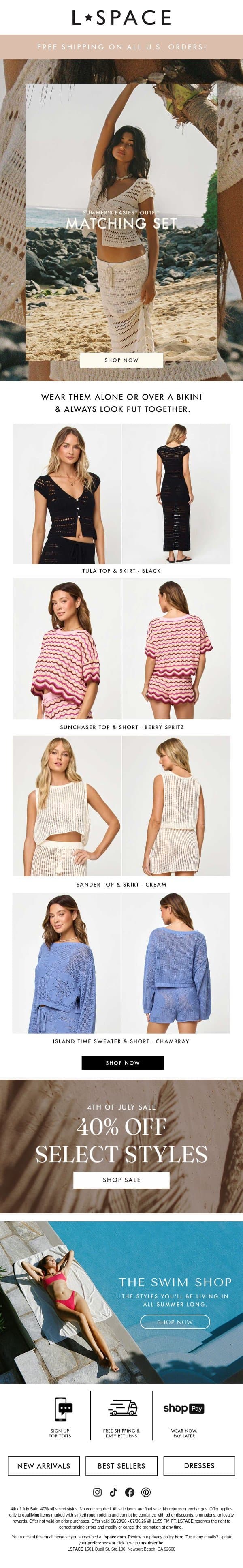 Summer's Easiest Outfit email from L*Space screenshot