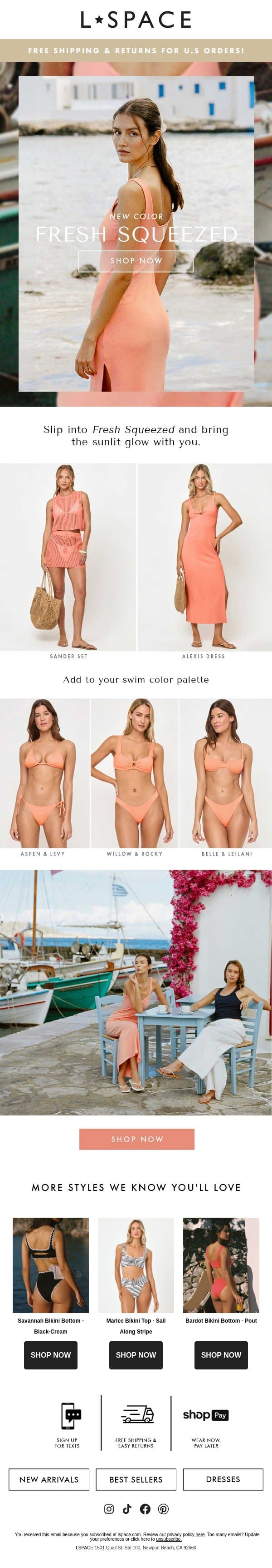 Now Serving: Vacation Glow 🍊 email from L*Space screenshot