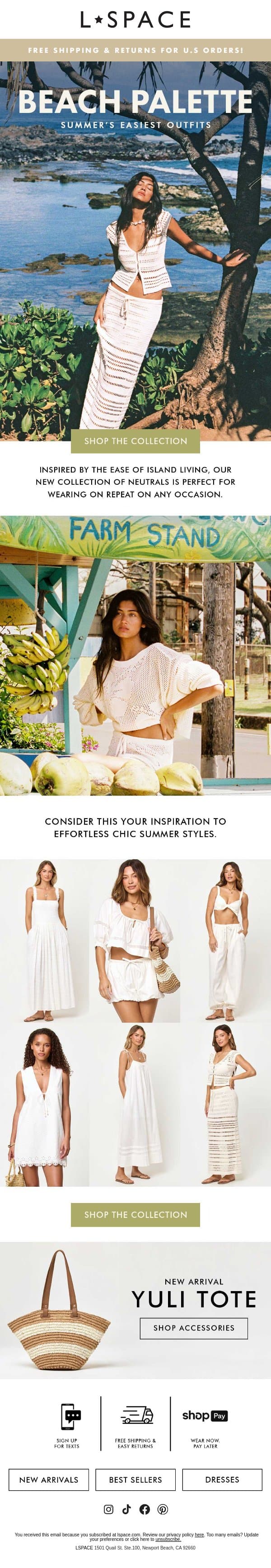 Easy Neutrals. Endless Outfit Options. email from L*Space screenshot