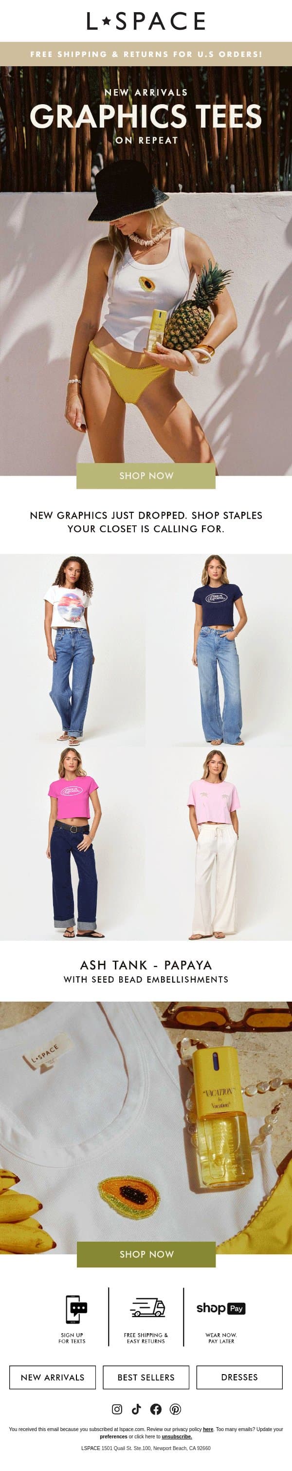 NEW! Graphic Tees 😍 email from L*Space screenshot